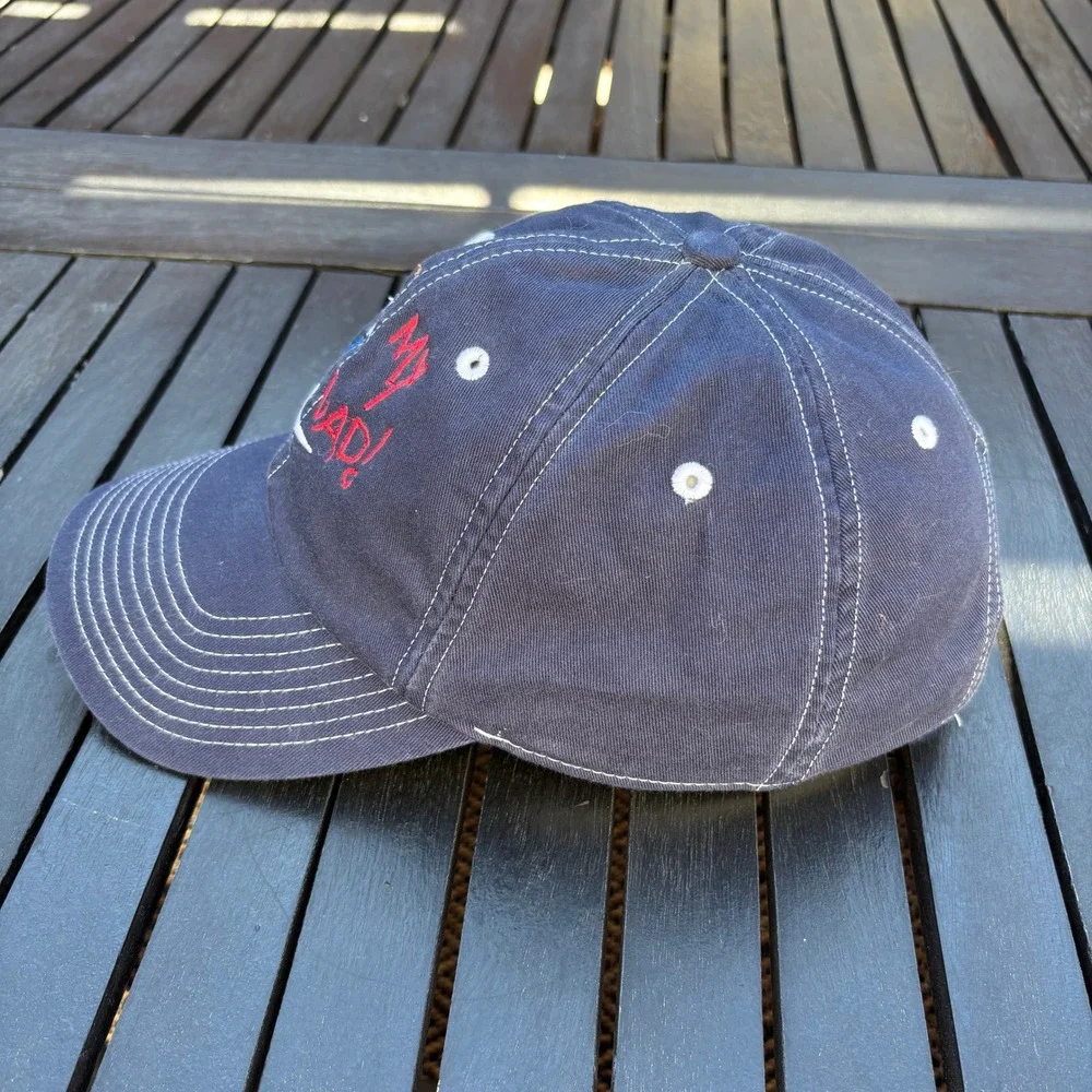 Nike Hat Mens OS Navy Blue Good My Dad Stick Figure Embroidery Strapback Cap